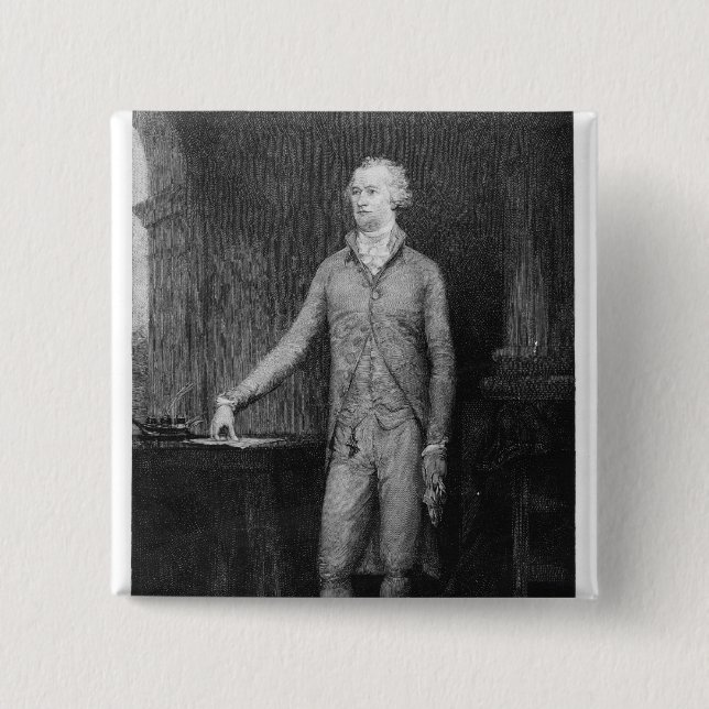 Alexander Hamilton, after the painting of 1792 2 Inch Square Button (Front)