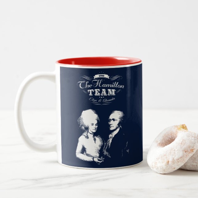 Alexander Hamilton, Eliza. History Gifts. Portrait Two-Tone Coffee Mug (With Donut)