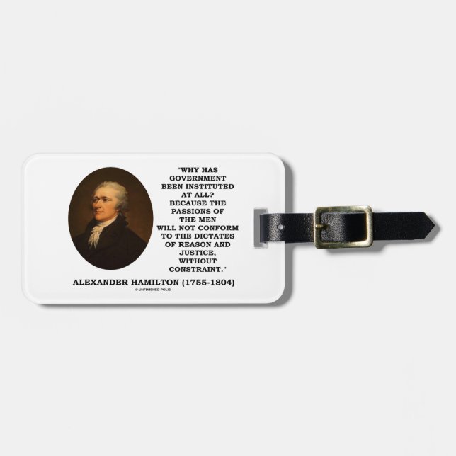 Alexander Hamilton Government Passion Constraint Luggage Tag (Front Horizontal)