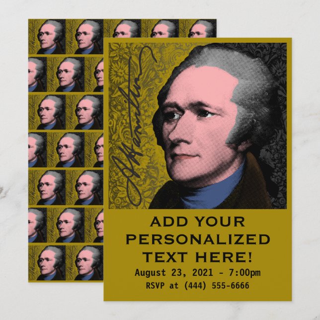 Alexander Hamilton Pop Art Portrait Invitation (Front/Back)