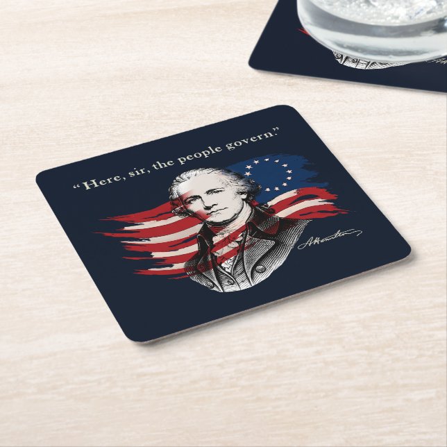 Alexander Hamilton Square Paper Coaster (Angled)