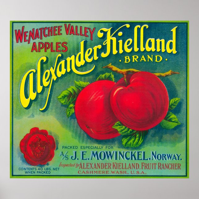 Alexander Kielland Apple Label - Cashmere, WA Poster (Front)