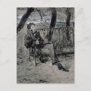 Alexander Pushkin  in a Park, 1899 Postcard