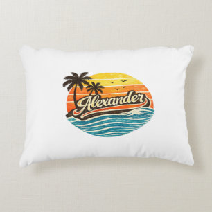Alexander Retro Sunset Name Design Accent Pillow