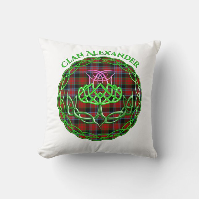 Alexander Scottish Tartan Celtic Thistle Throw Pillow (Front)