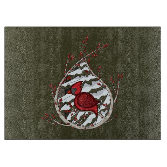 Alexander the Cardinal Glass Cutting Board (Front)