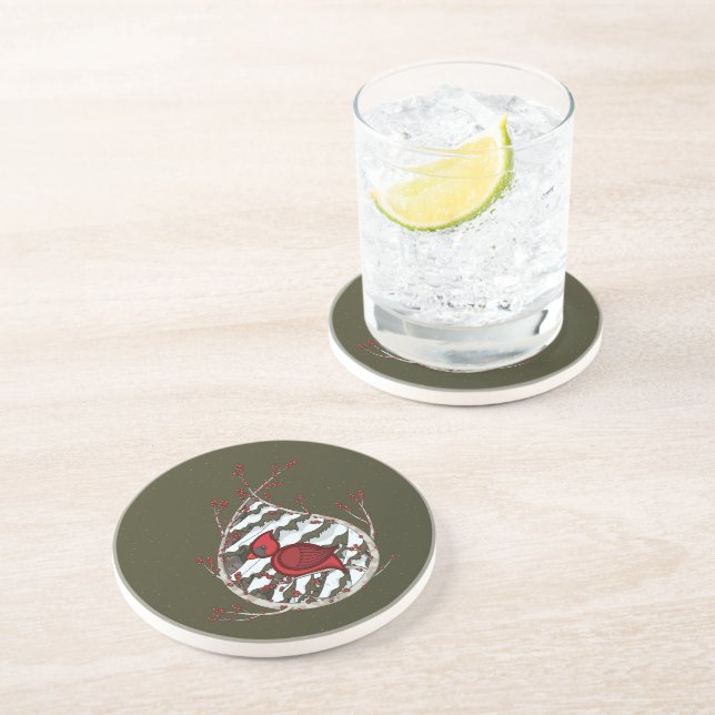 Alexander the Cardinal Stone Coaster (Side)