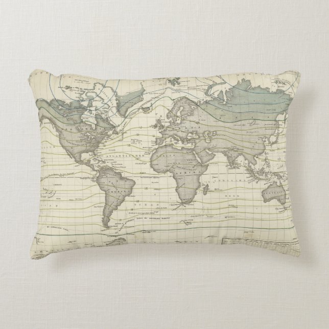 Alexander von Humboldt's system isothermal curves Decorative Pillow (Front)