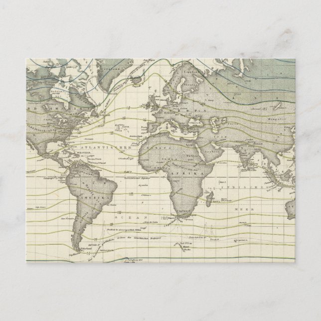 Alexander von Humboldt's system isothermal curves Postcard (Front)