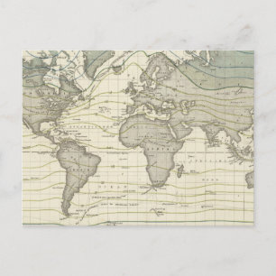 Alexander von Humboldt's system isothermal curves Postcard