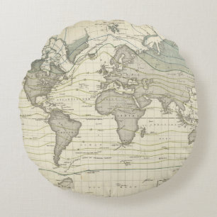 Alexander von Humboldt's system isothermal curves Round Pillow