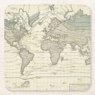 Alexander von Humboldt's system isothermal curves Square Paper Coaster