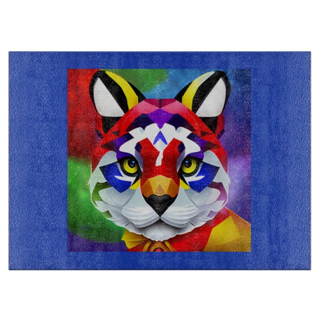 Alexander's Cat blue glass cutting board (Front)