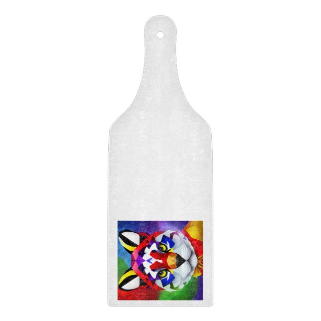 Alexander's Cat white glass paddle cutting board (Front)