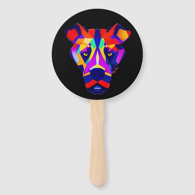 Alexander's Dog black round hand fans (Front)