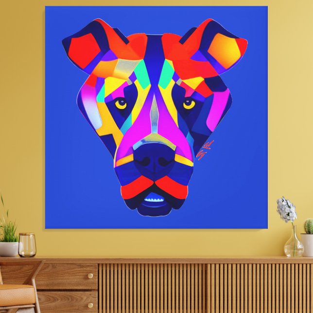 Alexander's Dog blue canvas print (Insitu(LivingRoom))