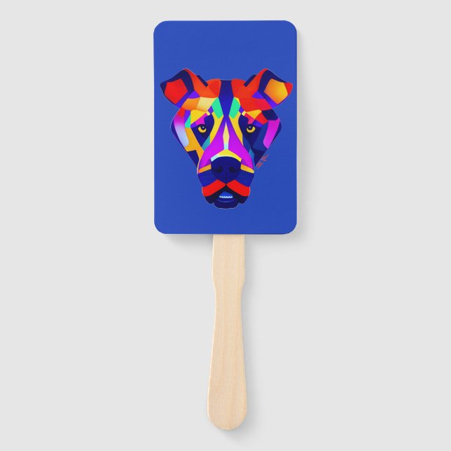 Alexander's Dog blue rectangle hand fans (Front)