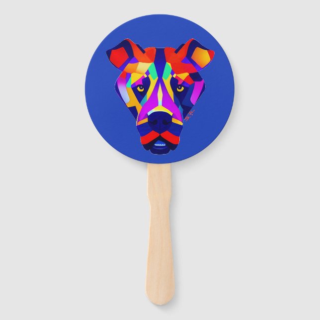 Alexander's Dog blue round hand fans (Front)