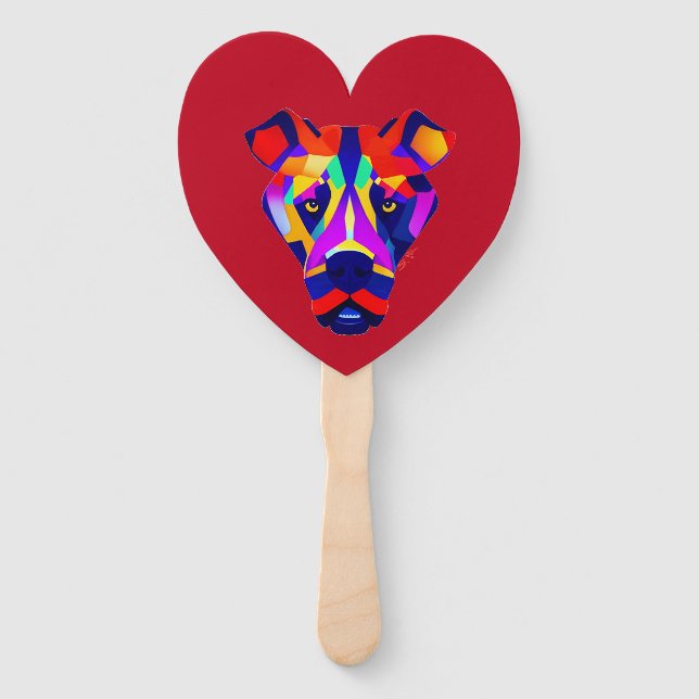 Alexander's Dog red heart hand fans (Front)