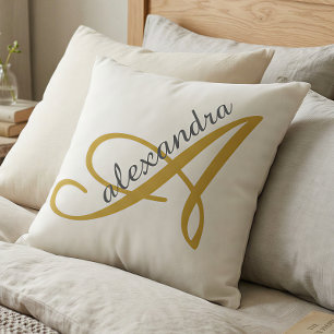 Alexandra Elegant Gold Name Decor Throw Pillow