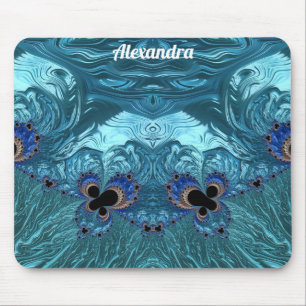 ALEXANDRA ~ Tapis de souris bleu aqua et noir