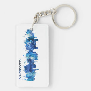 Alexandria Egypt Skyline Blue Keychain