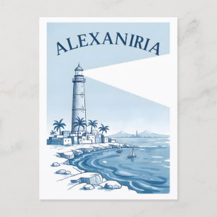 Alexandria Lighthouse Coastal Scene Travel Postcard
