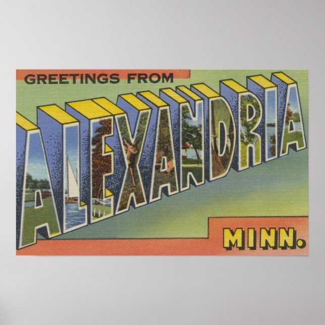 Alexandria, Minnesota - Large Letter Scenes Poster (Front)