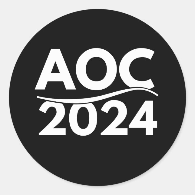 alexandria ocasio cortez 2024, aoc 2024, aoc butto classic round sticker (Front)