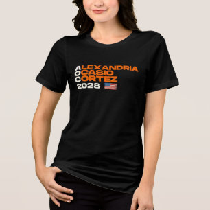 Alexandria Ocasio-Cortez 2028 American Flag Tri-Blend Shirt