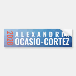 Alexandria Ocasio-Cortez 2028 Blue Geometric Bumper Sticker