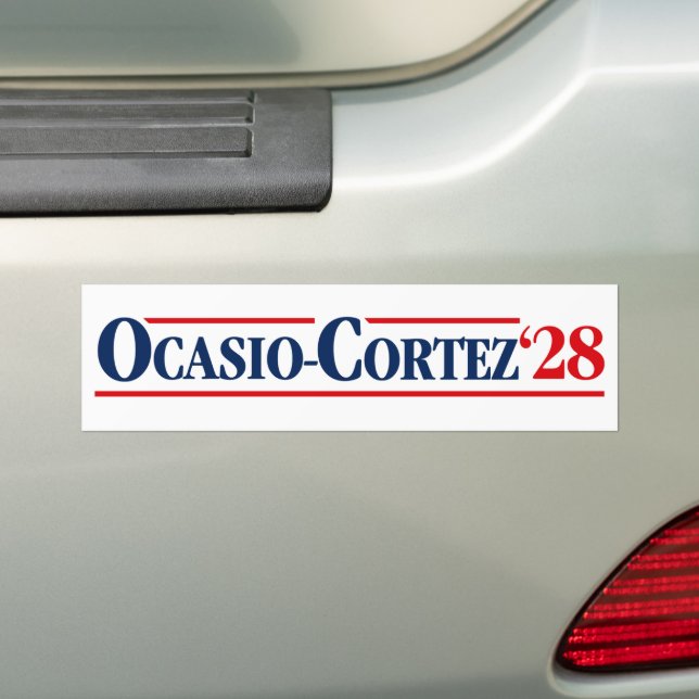Alexandria Ocasio-Cortez AOC 2028 Bumper Sticker (On Car)