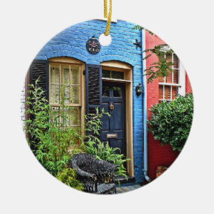 Alexandria VA -  Building With Fire Mark Ceramic Ornament