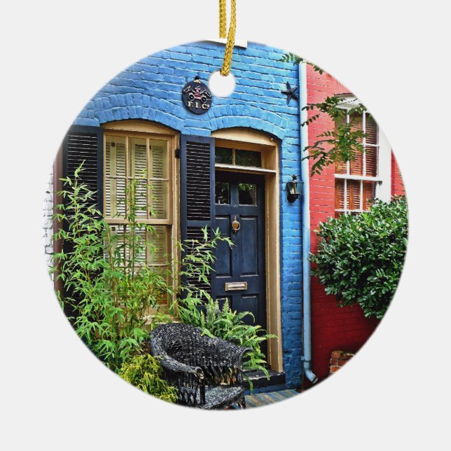 Alexandria VA -  Building With Fire Mark Ceramic Ornament (Front)