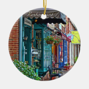 Alexandria VA - Restaurant With Brown Awning Ceramic Ornament