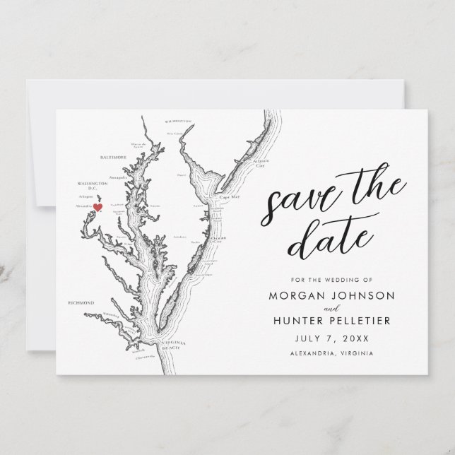 Alexandria Virginia Carte Mariage moderne (Devant)