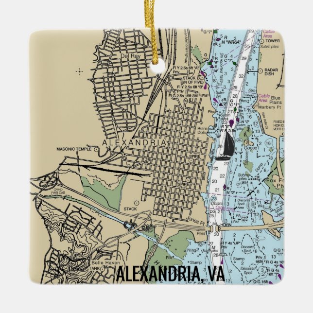 Alexandria Virginia Chart Ceramic Ornament (Front)
