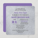 Alexandrite and Silver Glitter Bat Mitzvah Invitation<br><div class="desc">These modern chic,  glam invitations are perfect for any special birthday celebration. Sparkly silver with pops of alexandrite purple,  each line of text is fully customizable to say just what you want! Available in a variety of sizes and shapes.</div>