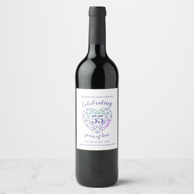 Alexandrite anniversaire 55 ans vin étiquette (Devant)
