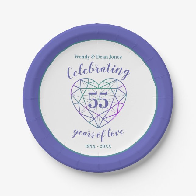 Alexandrite anniversary 55 years party plates (Front)