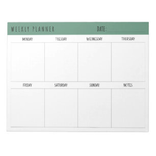 Alexandrite Teal Simple Modern Weekly Planner Notepad