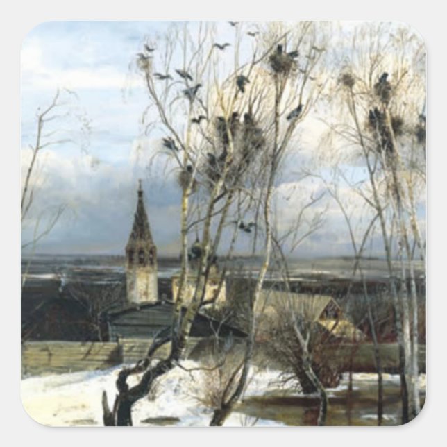 Alexei Savrasov Rooks Painting Square Sticker (Front)