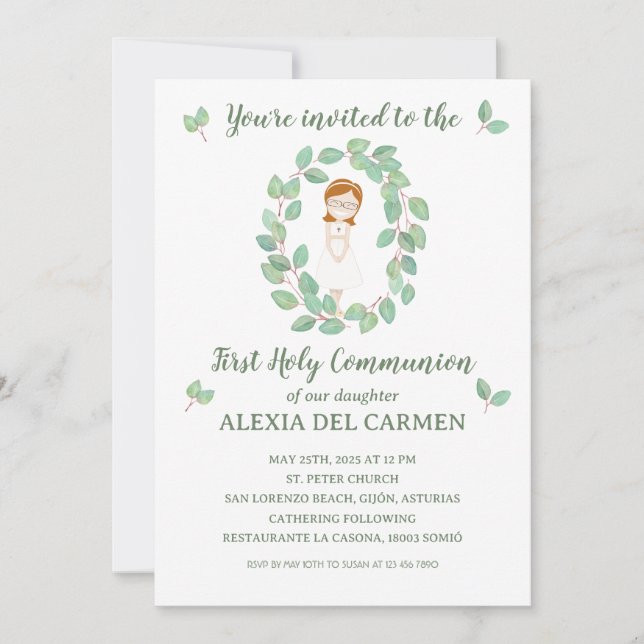 Alexia First Communion Model Invitation (Front)