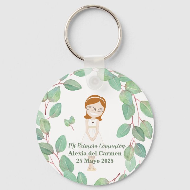 Alexia model sheet metal key First communion Keychain (Front)