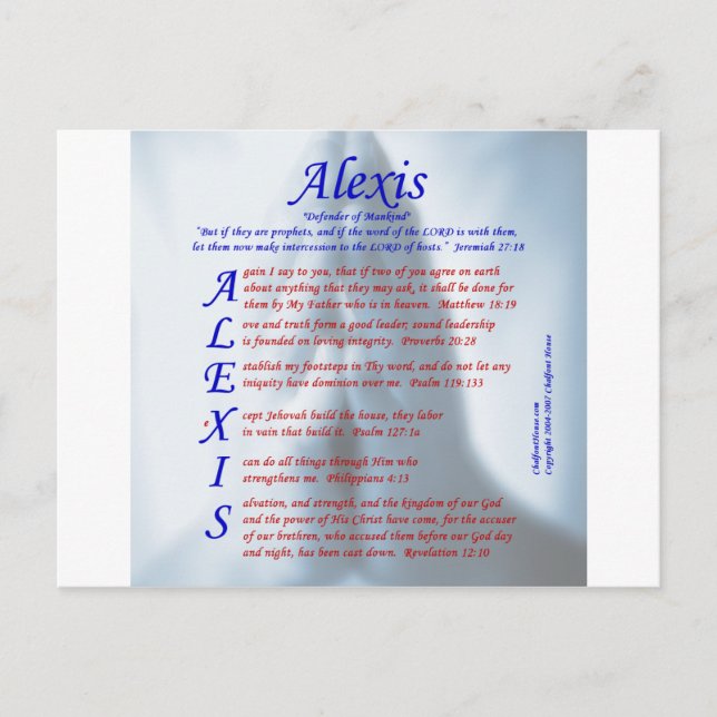 Alexis Acrostic Postcard (Front)