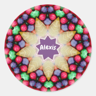 ALEXIS ~ Personalized Easter Candy Pattern ~ Class Classic Round Sticker