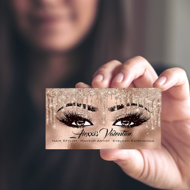 Alexxis Makeup Brow Lashes Glitter Drip Spark Business Card (Creator Uploaded)