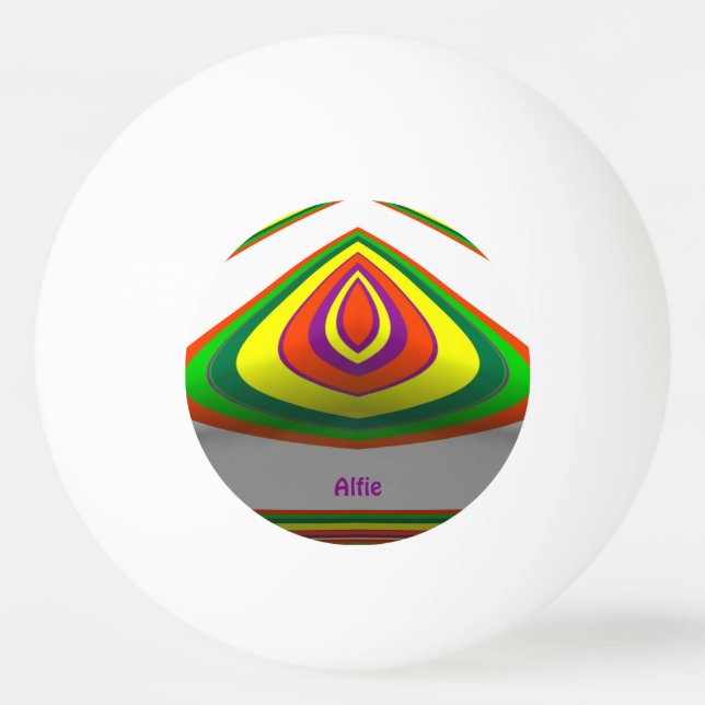 ALFIE ~ Easily Recognized ~ Multicolour ~ Ping Pong Ball (Front)