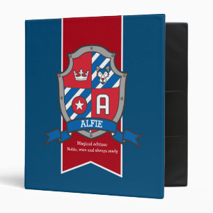 Alfie name meaning shield A letter red blue Binder