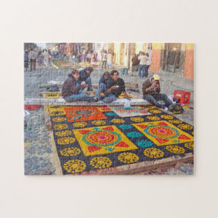 Alfombra Preparation for Semana Santa in Antigua Jigsaw Puzzle